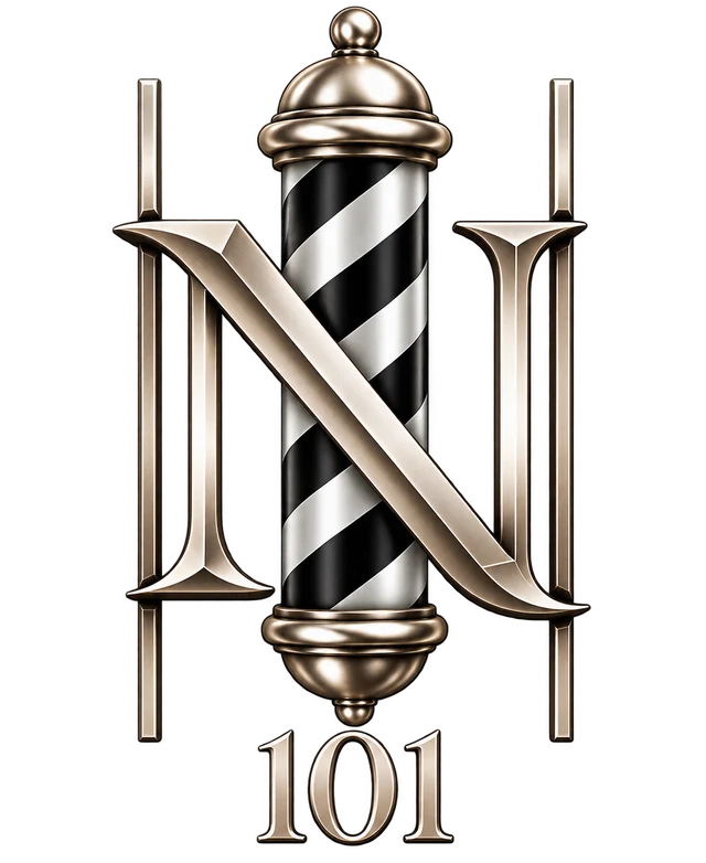 Nº 101 metallic monogram and barber pole